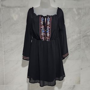 Lulu's All The Frills Boho Embroidered Dress M